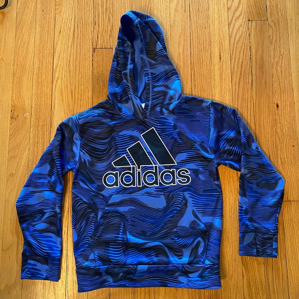 Adidas Kids Blue & Black Hoodie. Youth Small (8)